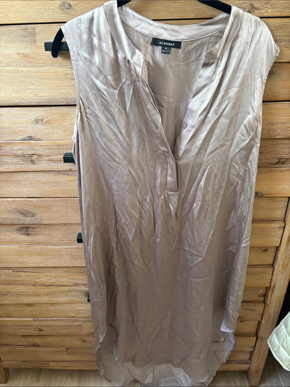 Acrobat Taupe Satin-Look Sleeveless Shift Dress